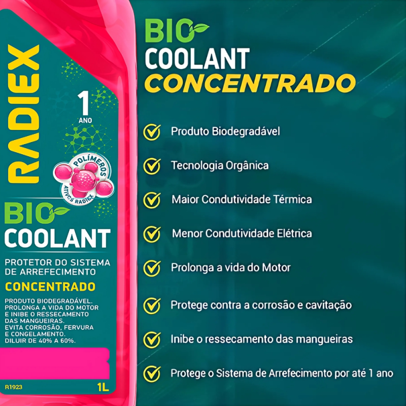 Aditivo Radiador 1l Biocoolant Concentrado Rosa