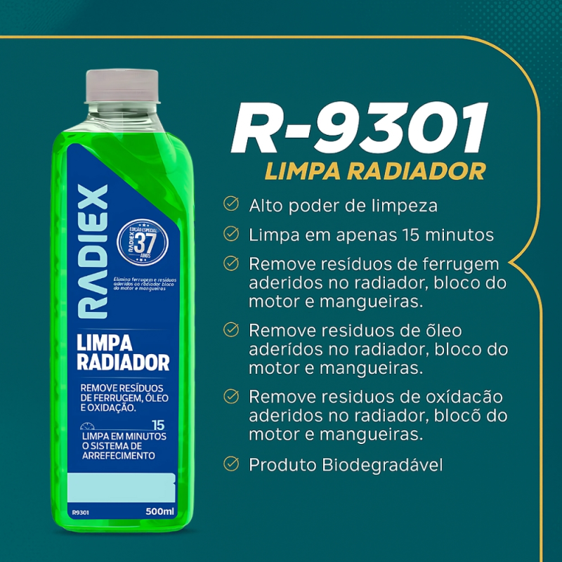 Limpa Radiador 500ml Elimina Oxidação Radiex Verde