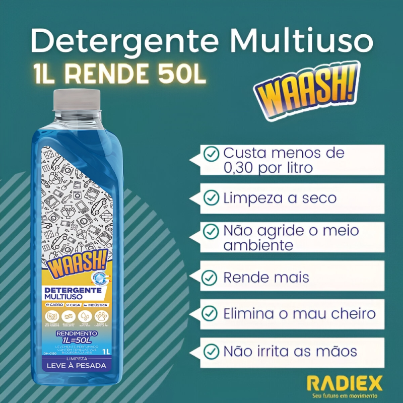Detergente Multiuso Waash Rende 50 Litros