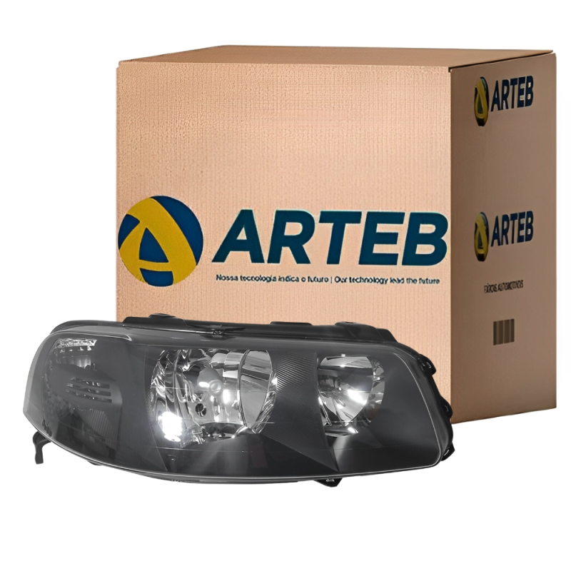 Farol Vw Gol/parati/saveiro G3 1999 Ate 2005 Direito Masc. Negra Foco Duplo Arteb