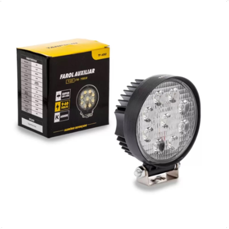 Farol Auxiliar Redondo 9 Leds 27w 6000k Tarponn
