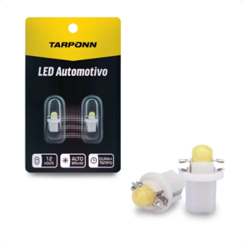 Par Lampada Led Pinguinho B8,5d-t5-cob 12v 6000k Com Soquete Tarponn