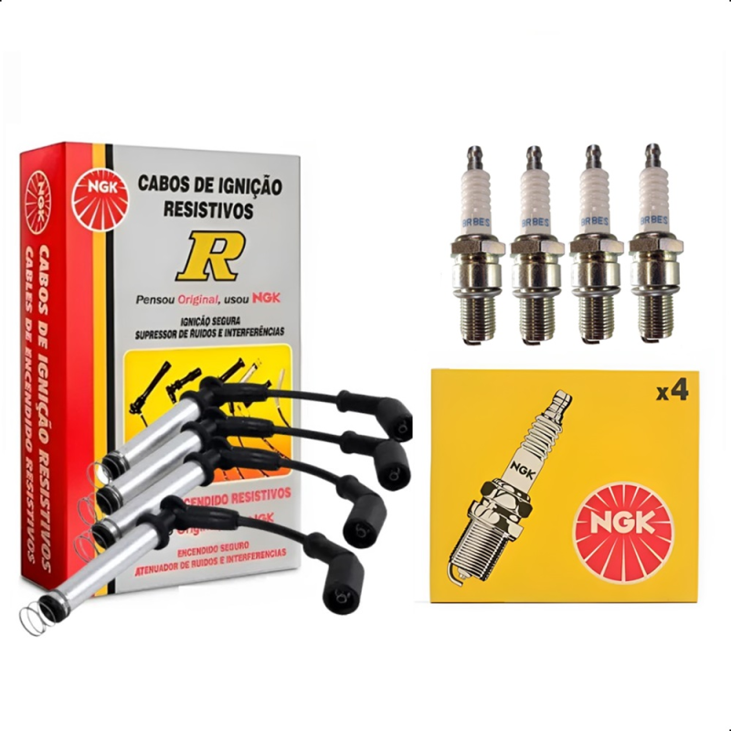 JOGO CABO E VELAS GM ONIX PRISMA 1.0 8V SPE FLEX 2012/ NGK
