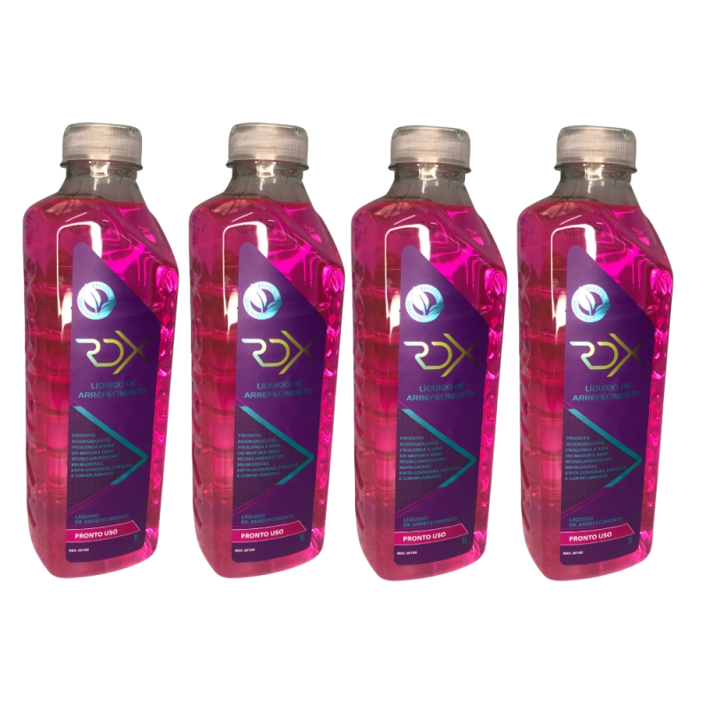 KIT 04 ADITIVO FLUÍDO LÍQUIDO RADIADOR ROSA PRONTO USO RADIEX