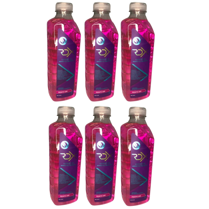 KIT 06 ADITIVO FLUÍDO LÍQUIDO RADIADOR ROSA PRONTO USO RADIEX