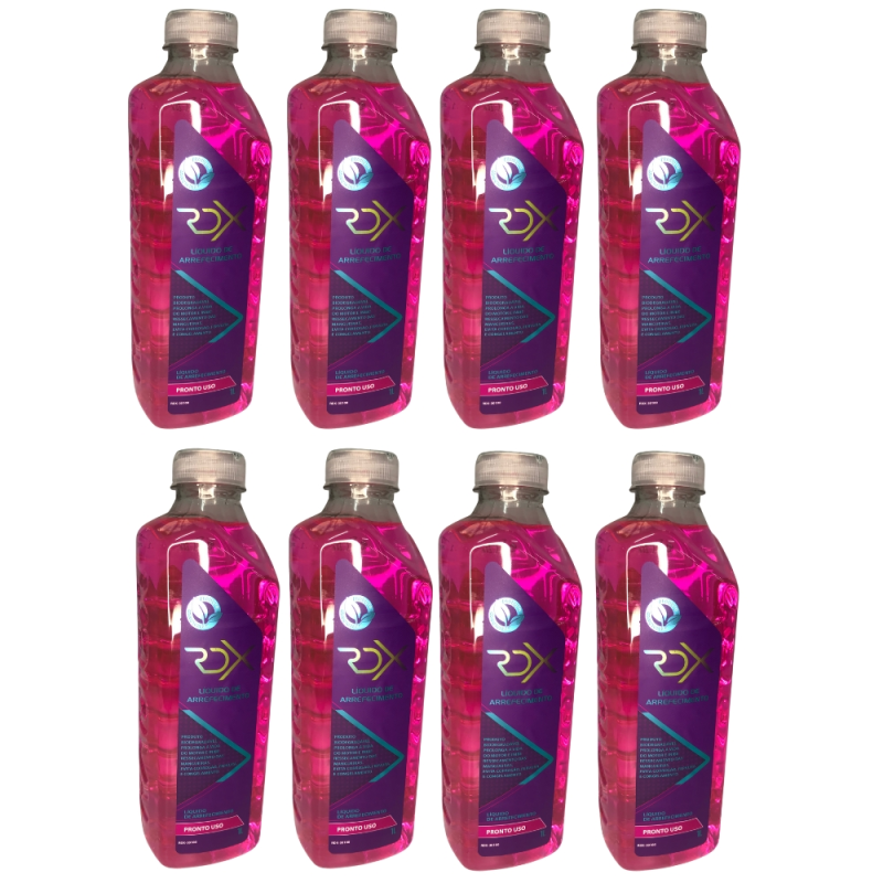 KIT 08 ADITIVO FLUÍDO LÍQUIDO RADIADOR ROSA PRONTO USO RADIEX